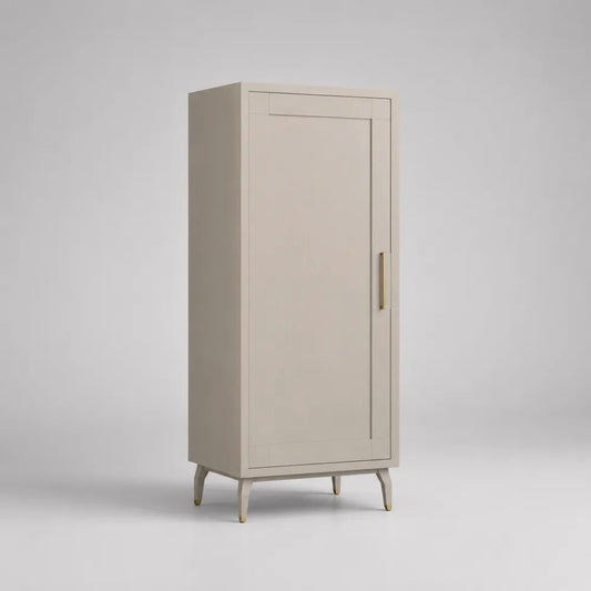 Mobile dispensa alto in MDF con 1 anta, beige e ottone, 70 x 40 x 160 cm
