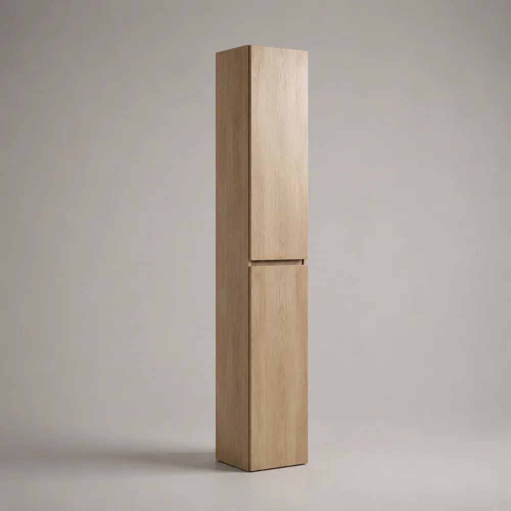 Colonna bagno alta da terra in legno con 2 ante, rovere chiaro, 30 × 30 × 170 cm