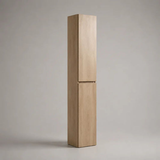 Colonna bagno alta da terra in legno con 2 ante, rovere chiaro, 30 × 30 × 170 cm