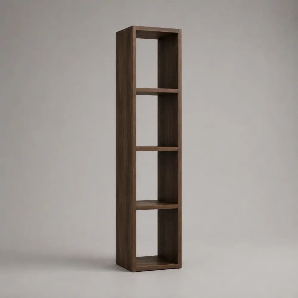 Libreria a colonna da terra in pannello truciolare melaminico marrone noce, 30 × 30 × 150 cm, con 4 vani aperti